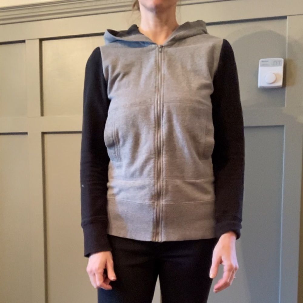 NORMA Kamali Stretch Cotton Full Zip Hoodie Gray & Black Size Small